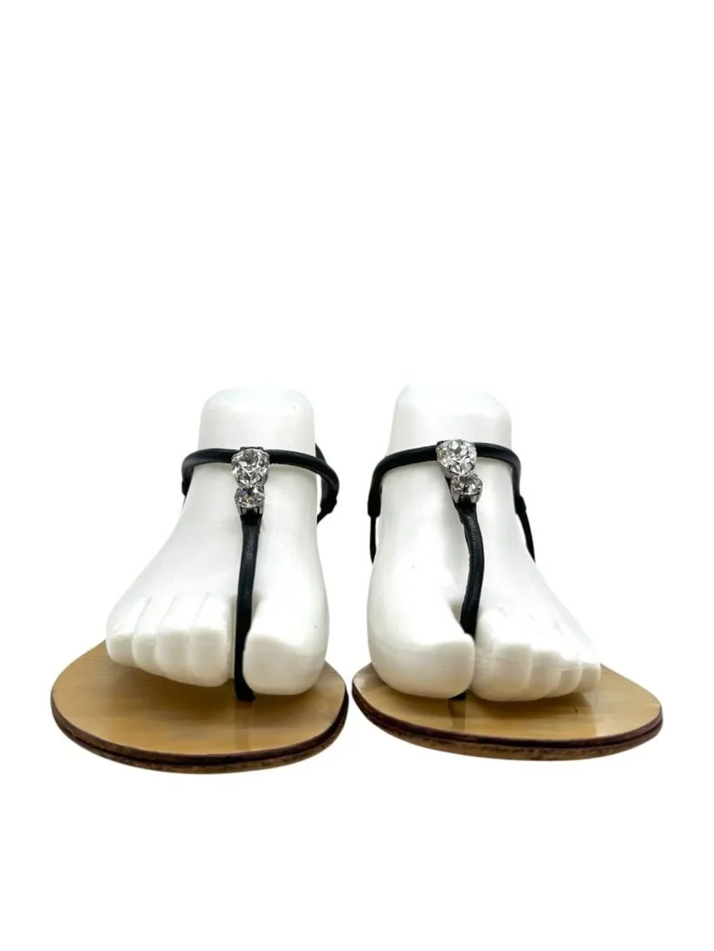 Giuseppe Zanotti Crystal Embellished Leather Thong Sandals 36.5 6.5 Bling Jewel